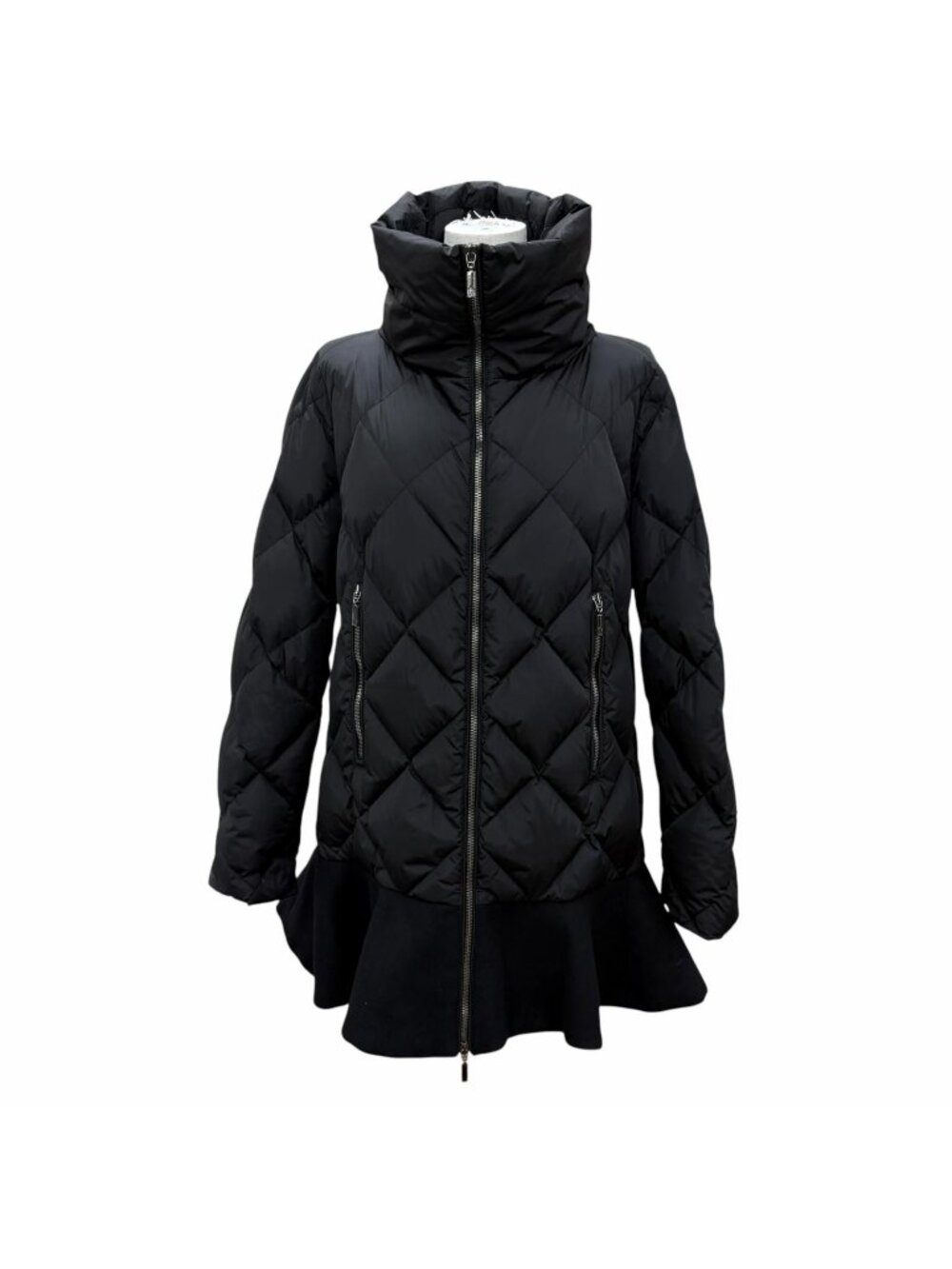 Moncler Vouglans Boulan Hem Flare Paneled Design Zip UP Down Coat Black